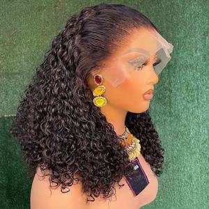 브라질리언 숏 보브 100% 인모 13x4 레이스 프론탈 인모 딥 웨이브 13x4 레이스 프론트 컬리 4x4 레이스 클로저 가발 여성용