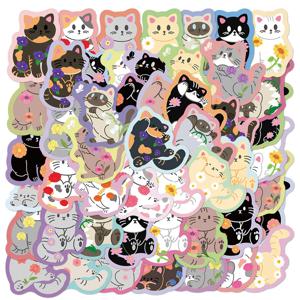 50개 만화 귀여운 고양이 스티커 데칼 노트북 스크랩북 여행가방 기타 헬멧 DIY 그래피티 미적 스티커 창의적인 선물