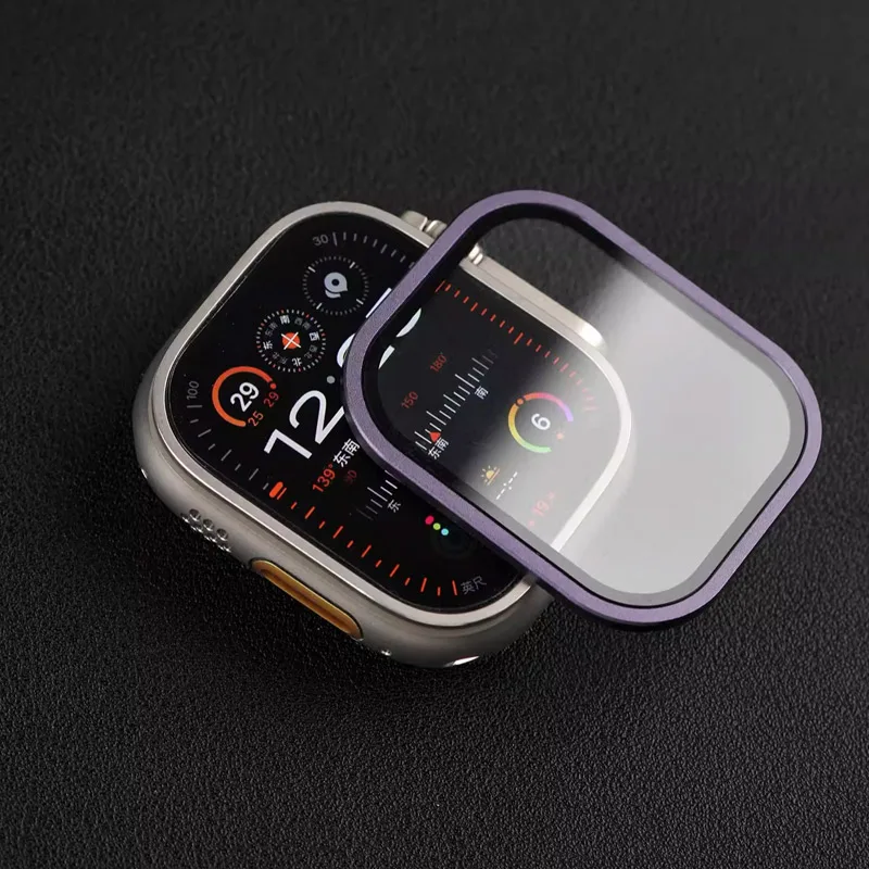 Apple Watch Ultra 49mm 티타늄 금속 프레임 용 강화 유리 시리즈 Ultra 2 화면 보호기 액세서리 용 긁힘 방지 필름