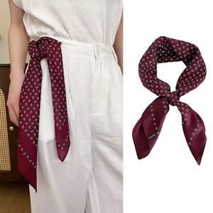 70cm 레트로 캐슈 폴카 도트 기하학적 프린트 다기능 장식 벨트, 데님 바지, 허리 장식 사각 스카프