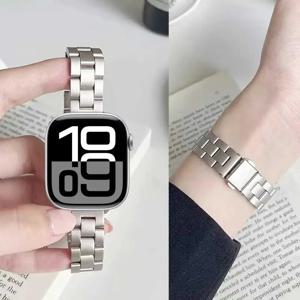 애플 워치 밴드용 얇은 스트랩, 스테인레스 스틸 금속 팔찌, 아이워치 시리즈 10, 9, 8, 7, 6, SE 3 울트라, 45mm, 44mm, 41, 40, 42, 38mm, 49mm