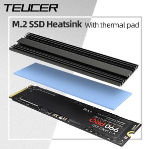 TEUCER M.2 2280 쿨러 M2 NVME NGFF SSD 솔리드 스테이트 드라이브 방열판 알루미늄 라디에이터, PC PS5 용 실리콘 열 패드 포함