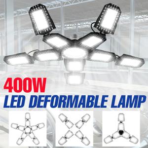 400W LED 전구 E27/E26 차고 램프 AC 220V 스포트라이트 변형 가능한 접이식 천장 조명 110V 가정용 창고 작업장 지하실용