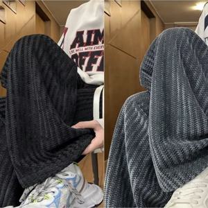 루즈핏 와이드 레그 캐주얼 팬츠 남성 가을 신상 슬리밍 레이지 패션 브랜드 스트라이프 롱 스트레이트 팬츠