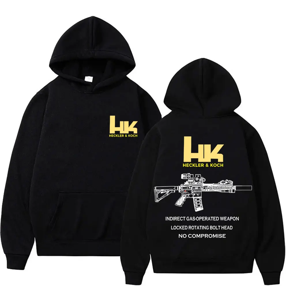 Heckler & Koch HK 패션 M4 총 디자인 남성 캐주얼 레트로 트렌드 풀오버 스트리트웨어 가을 및 겨울 따뜻한 후드티