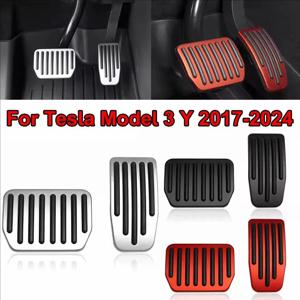 테슬라 모델 3 하이랜드/모델 Y (2023-2025)용 알루미늄 브레이크 및 가속 페달 커버, 간편 설치, 미끄럼 방지 풋 패드, 프리미엄