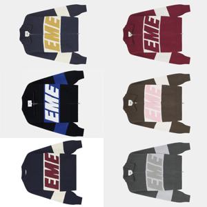 미국식 스트리트 하라주쿠 스플라이스드 ​ ​ 지퍼 니트 스웨터 신상 남녀 패션 캐주얼 스웨터 아메리칸 Y2K 레터 자수