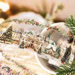 미스터 페이퍼 크리스마스 풍경 마스킹 테이프 1 롤 PET 크리스마스 선물 노인 고양이 애니메이션 테이프 홈 문구 핸드북 장식