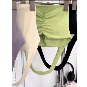 여름 신상 섹시한 홀터넥 가슴패드 스포츠브라, 아름다운 등 디자인 여성 고급 패션, 유니크 플리츠 스포츠브라