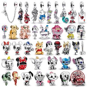 새로운 디즈니 미키 미니 비즈 마블 아이언맨 참스 순은 925 오리지널 팔찌 DIY 주얼리 제작 여성용 선물
