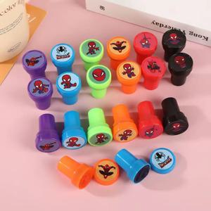 12개 마블 스파이더맨 애니메이션 스탬프 씰 코스프레 생일 파티 선물 장난감 스탬핑 만화 스탬프 드로잉 학교 상