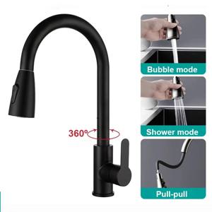 스테인리스 스틸 풀아웃 주방 수도꼭지, 냉온수 겸용, 방수, 빠른 가열, 가정용 세면대 수도꼭지.