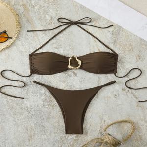 섹시한 반다우 비키니 여성 수영복 2026 투피스 수영복 끈 비키니 세트 여성 수영복 푸쉬업 비치 수영복