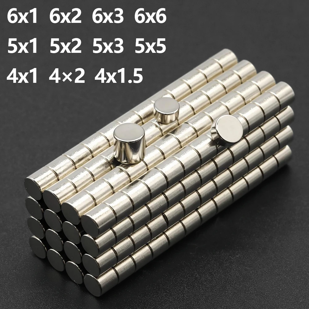 강력한 네오디뮴 자석 N35 NdfeB 영구 자석 원형 초강력 냉장고 자석 DIY 6x1 6x2 5x1 5x3 4x1.5 4x2
