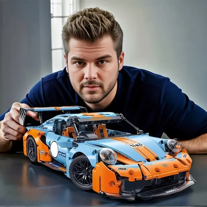 1210 블루 카 블록, 고난이도 레이싱 모델, (거실, 식당, 공부방 장식에 적합; 완벽함)