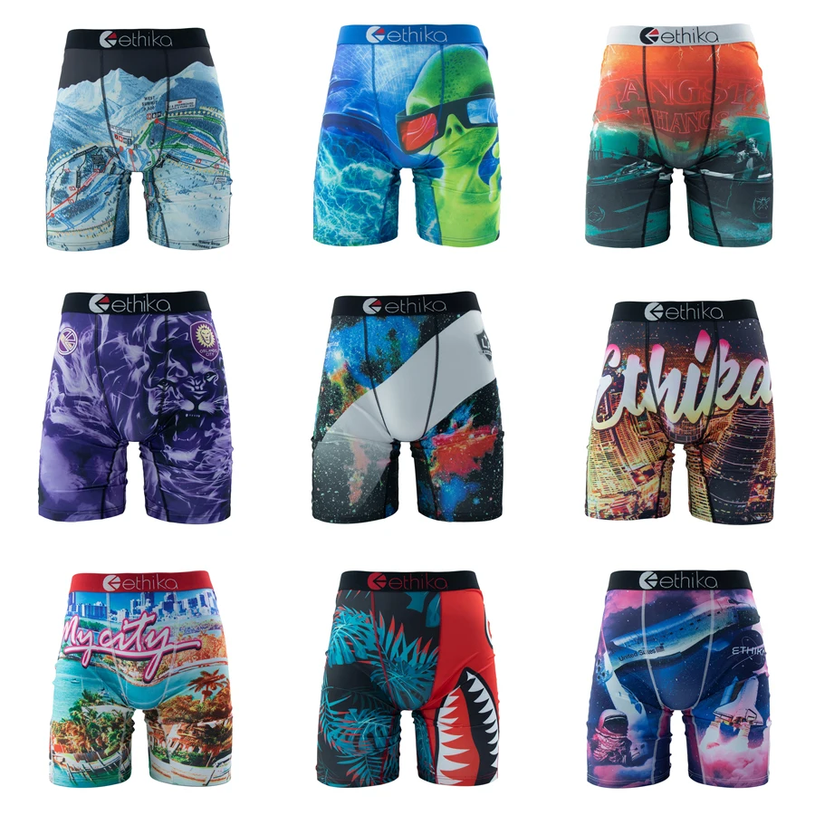 ETHIKA 남성 속옷 복서 1Pcs 섹시한 통기성 메쉬 가랑이 남성 수영 속옷 플러스 사이즈 남성 팬티 남성 복서 팬티