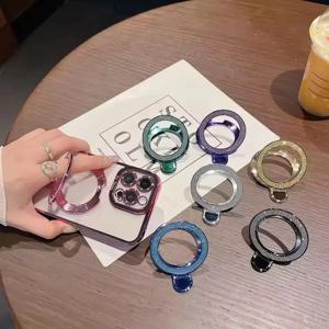 럭셔리 미러 글리터 핑거 링 폰 그립 아이폰 17 16 15 14 13 프로 맥스용 마그네틱 브래킷 스탠드 홀더