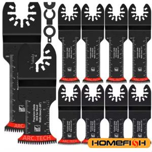 10개입 일본산 진동 톱날 고탄소강 바이메탈 곡선형 멀티툴 블레이드 날카롭고 내마모성 커터 블레이드