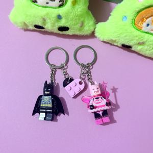 2개 수제 3D 마법의 핑크 요정과 고딕 박쥐 자석 키체인 참 펜던트 (배낭 커플 선물 코스프레 소품)