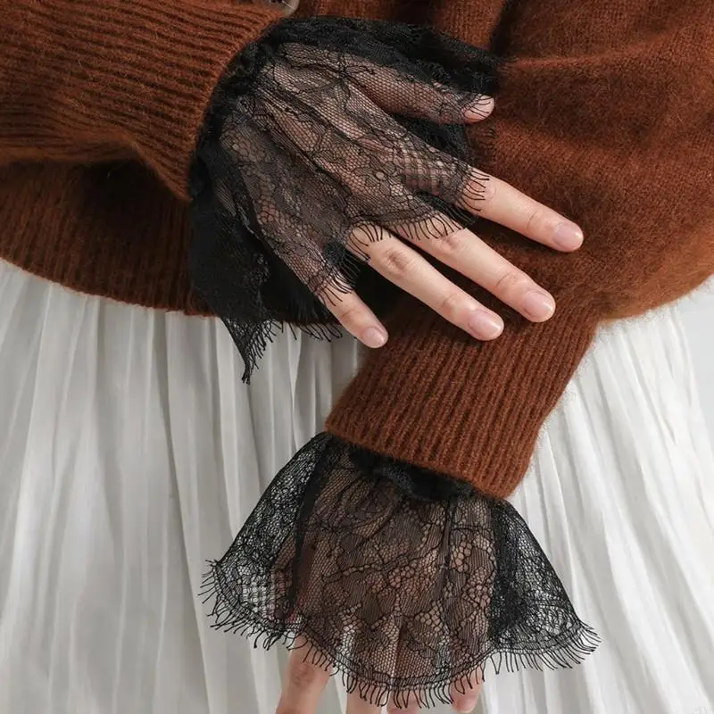 우아한 탈부착 가능한 웨딩 커프스 여성용 레이스 주름 디자인 웨딩 드레스 및 정장용 커프스