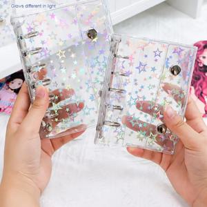 M5 A6 A7 레이저 스타 문구류 바인더 노트북 포켓 노트패드 DIY 엽서 수집 휴대용 핸드 어카운트 북