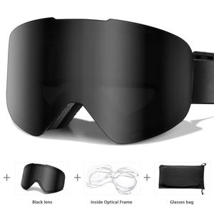 겨울 야외용 자석 렌즈 스키 고글 김서림 방지 스노보드 고글 추가 자석 블랙 렌즈 포함 남녀 및 청소년용