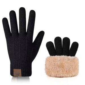 남성 여성을 위한 터치 스크린 장갑, 겨울 따뜻한 플리스 안감 니트 장갑, 신축성이 있는 두꺼운 스키 여행 장갑