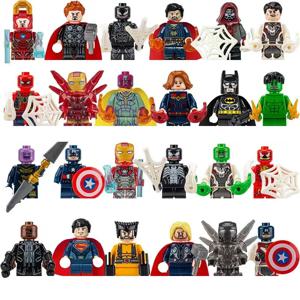 마블 슈퍼 히어로 스파이더맨, 아이언맨, 타노스 미니 빌딩 블록, 애니메이션 캐릭터, 어린이 장난감 선물 24개 세트