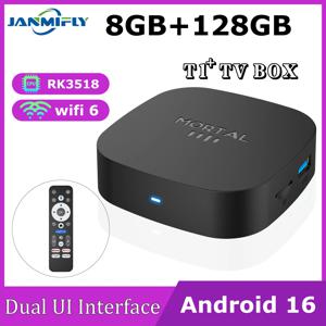 2026 신형 스마트 TV 박스 T1+ RK3518 안드로이드 16 WiFi 6 BT 5.4 듀얼 UI 인터페이스 8K 울트라 HD 8GB RAM 128GB ROM 스마트 미디어 플레이어