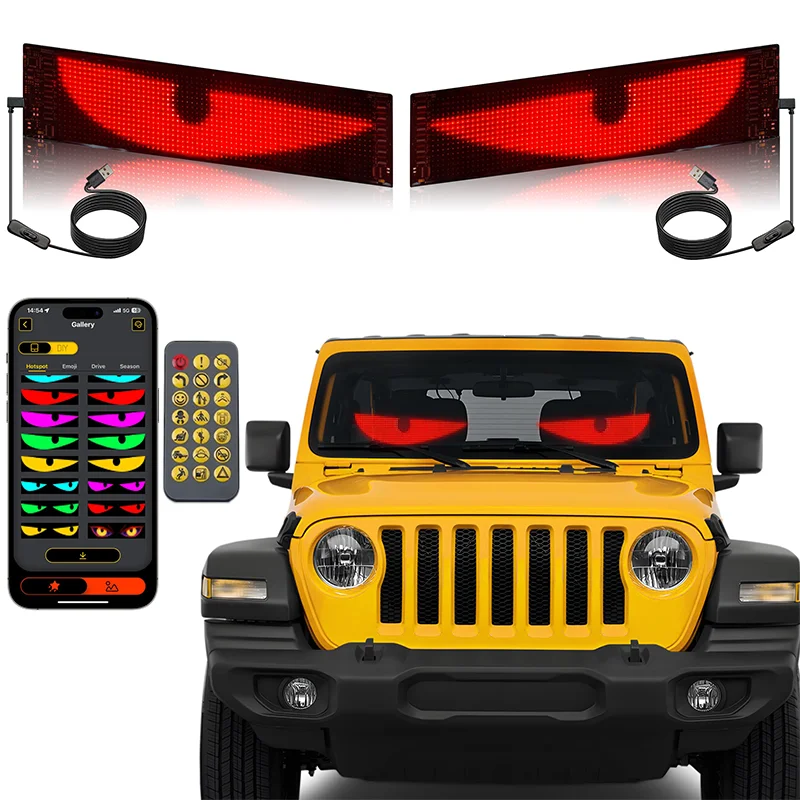 트럭 자동차 데빌 아이 LED 사인 자동차 스크롤 광고 USB 5V 블루투스 앱 제어 로고 라이트 맞춤 텍스트 패턴 애니메이션