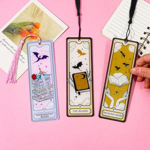 드래곤 나이트 스토리 북마크, 아크릴 북마크 독서 용품, 절묘한 실키 태슬, 책 애호가를 위한 완벽한 생일 선물.