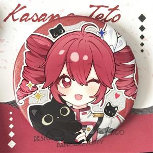 58mm 애니메이션 Kasane Teto 코스프레 의상 배지 핀 SPTE Tinplate 브로치 소품 크리스마스 선물