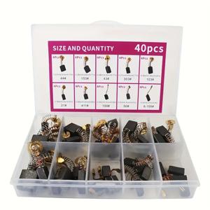 40개 카본 브러시 세트, 10가지 모델, 각 모델당 4개, 전기 드릴, 앵글 그라인더 및 기타 전동 공구 수리에 적합