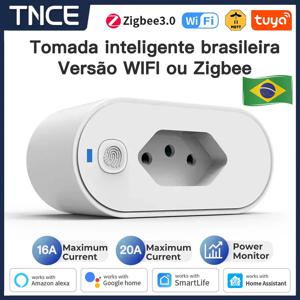 TNCE Tuya 브라질 플러그 16/20A 어댑터, 전력 모니터가 있는 WIFI 또는 zigbee3.0 소켓, 스마트 콘센트 제어, 음성 Google 홈 Alexa