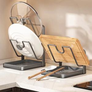 주방 냄비 뚜껑 주걱 홀더 수납 랙 도마 배수 다기능 가정용 조리대 도마 선반