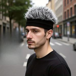 패션 맞춤형 남성 가을 겨울 일체형 가발 모자 힙합 니트 모자 파티 액세서리 일상 캐주얼 착용에 적합
