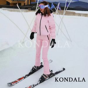 콘달라 여성 트렌디 스키복 후드 패딩 지퍼 스키 재킷, 매칭 스키 팬츠 2025 가을 겨울 패션 우아한 스키 팬츠 세트