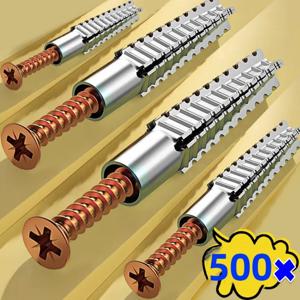 10/500 세트 확장 파이프 나사 포함 셀프 태핑 스크류 드릴링 플러그 확장 볼트 도구 중공 벽 타일 드라이월 앵커용