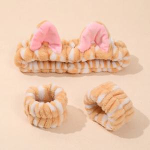 헤어밴드 고양이 귀 탄성 헤어밴드 손목 스트랩 레오파드 프린트 플러시 여성 소녀 스파 메이크업 세안 헤어밴드 헤어 액세서리