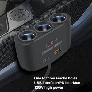 120W PD + QC3.0 듀얼 USB 소켓 자동차 시가 라이터 분배기 12V 24V 빠른 충전기 플러그 자동차 DVR Dashcam에 대 한 전화 전원 어댑터