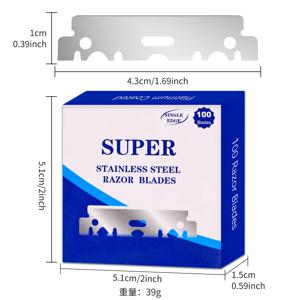 200/100개 단면 면도날 스테인리스 스틸 안전 면도날 면도기 교체용 남성용 면도기 이발사 면도날 도구
