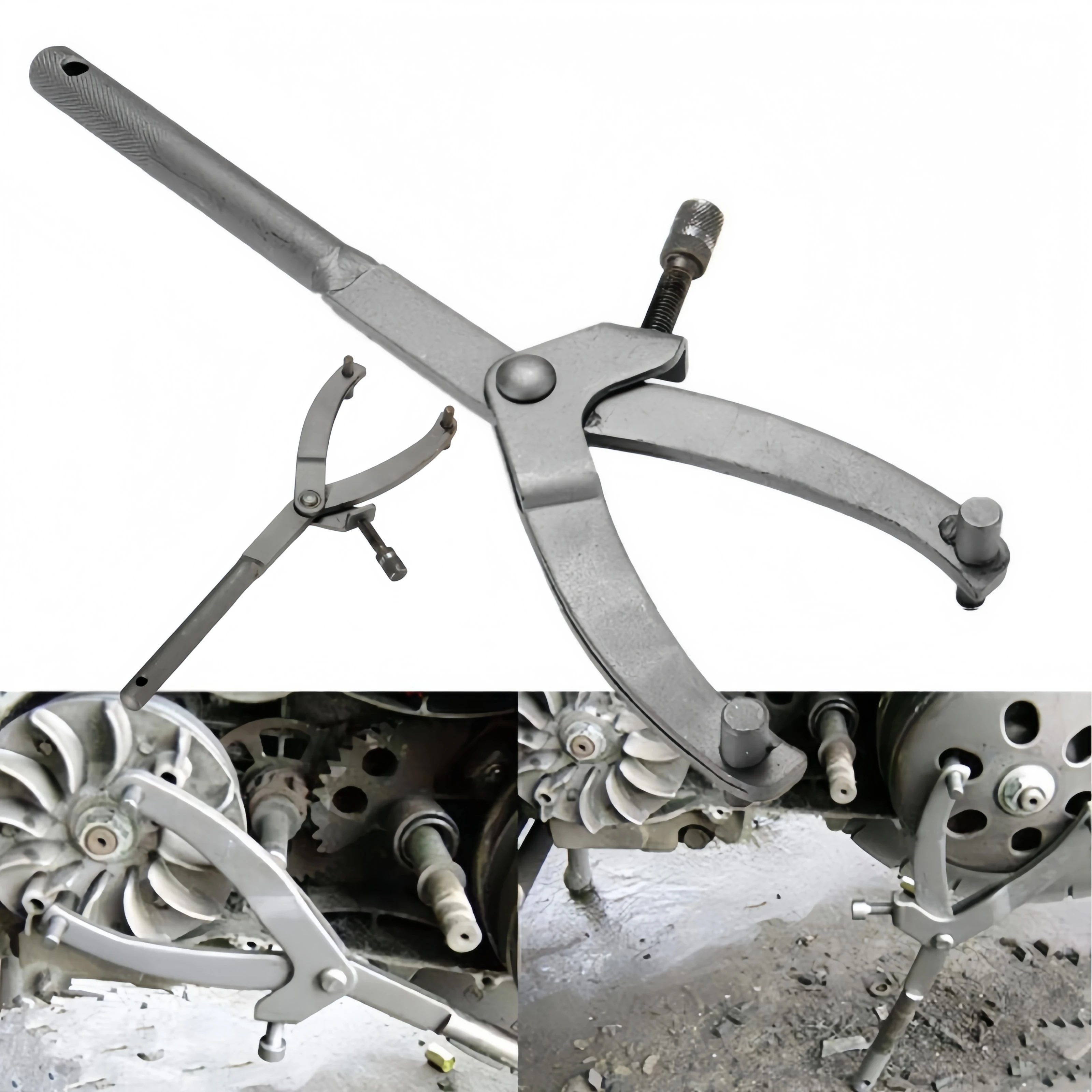 Y형 플라이휠 렌치 변속기 클러치 제거 도구 범용 플라이휠 홀더 풀리 스패너 스쿠터 모페드 오토바이 ATV용