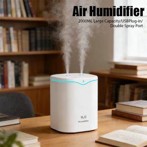 USB 가습기 2L 대용량 더블 스프레이 포트 에센셜 오일 가습기 쿨 미스트 포거 홈 오피스 아로마 디퓨저