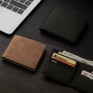 남성용 패셔너블 대용량 PU 가죽 지갑, 접이식 머니백, 가벼운 숏 지갑, 다중 카드 슬롯 포함