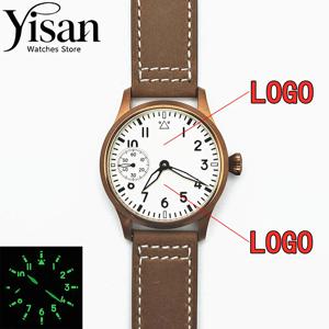 42mm 남성용 시계 사파이어 글라스 로즈 골드 케이스 가죽 팔찌 그린 야광 어댑티브 수동 와인딩 무브먼트 ST3600