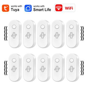 Tuya WiFi 진동 센서 화이트 블랙 도어 창 유리 파손 감지기 홈 보안 도난 방지 스마트 라이프 앱 실시간 경고