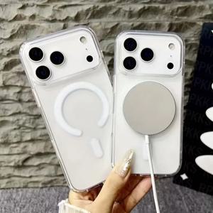 아이폰 17 프로맥스 투명 마그세이프 마그네틱 케이스 (아이폰 17, 16, 15, 14, 13, 12, 11, X, XR, XS 맥스, 프로, 플러스) 충격 방지 커버