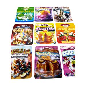 100개 빈 마일라 파우치와 종이 포장 상자 세트 3.5그램 보관 상자 키트 및 지퍼 플라스틱 백 캔디 케이스