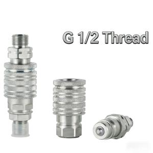 1세트 유압 퀵 커플러 G1/2'' 나사산 ISO-5675 푸시-풀 커넥터 중장비 보브캣 케이스 캐터필러 호환