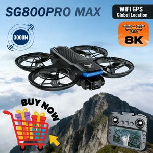 8K 듀얼 카메라 드론 SG800 PRO MAX 360도 플립 FPV 쿼드콥터 브러시리스 모터 광학 흐름 원격 제어 항공 촬영